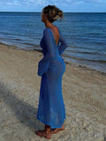 Chicmy-Sheer Crochet Knitted Long Swimsuit Cover Ups Maxi Beach Dress