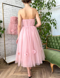 Chicmy-new fashion trend Elegant Fashion Pink Tulle Off-shoulder Floral Sleeveless Party Prom Guest Dress