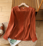 Chicmy- Casual Cotton Crew Neck Blouse