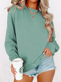 Chicmy- Knitted Crew Neck Casual Plain Sweatshirt