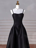 Chicmy-Cyber Monday Christmas party outfits Elegant Black A-Line Satin Long Prom Dress Long Prom Dress B531