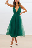 Chicmy-new fashion trend Feeling Romantic V Neck Tulle Midi Dress