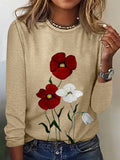 Chicmy- Crew Neck Floral Casual Loose T-Shirt