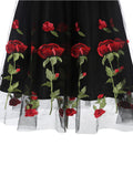 Chicmy-new fashion trend Rose Floral Embroidered V-Neck Elegant Party Pleated Mesh Overlay Vintage  Dresses