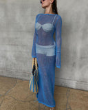 Chicmy-Sheer Crochet Knitted Long Swimsuit Cover Ups Maxi Beach Dress