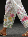 ChicMy-Fall Outfits - Women's  Drawstring H-Line Baggy Pants Daily Going Out Pants White Casual Floral Spring/Fall Pants