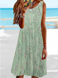 Chicmy- Casual Loose Crew Neck Floral Dress