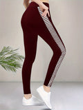 Chicmy-Winter Outfits Women's High Waisted Elastic Side Printed Casual Pants Long Pants