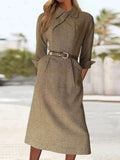 Chicmy- Urban Plain Loose Shirt Collar Dress