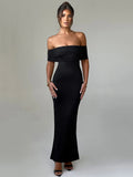 Chicmy Strapless Backless Sexy Maxi Dress For Women Black Solid Off-shoulder Sleeveless Bodycon Club Party Long Dress Elegant-Christmas Outfit