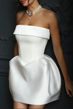 Chicmy-new fashion trend Sexy Solid Color Buckle Ruched Strapless Evening Dresses