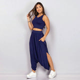 CHICMY-  Womens Casual Two Piece Set Sports Sleeveless T-shirt and Wide Leg Trousers Pant