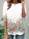 Chicmy- Casual Jersey Crew Neck Floral T-Shirt