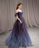 Chicmy-Cyber Monday Christmas party outfits Dark starry sky purple tulle long prom dress purple evening dress BD19