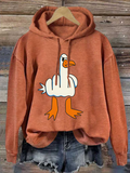 Chicmy- Funny Big White Goose Funny Cotton-Blend Animal Casual Hoodie