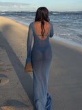 Chicmy-Sheer Crochet Knitted Long Swimsuit Cover Ups Maxi Beach Dress