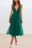 Chicmy-new fashion trend Feeling Romantic V Neck Tulle Midi Dress