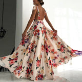 Chicmy-new fashion trend Sexy New Backless Floral Print Maxi Dress