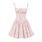 Chicmy-Retro Floral Print Cotton Mini Bodice Dress