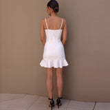 Chicmy-Slimming Adjustable Spaghetti Strap Frill Hem Dress Ruffles