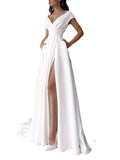 Chicmy-Scallop Hem White Floor Length Formal Ball Gown Dress