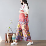 CHICMY- Women's Tribal Vintage Jumpsuit Floral Print Loose Jumpsuit Overall Denim Jumpsuit