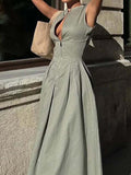 Chicmy-Modest Slimming Sleeveless Long dress With Zip At Front