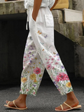 ChicMy-Fall Outfits - Women's  Drawstring H-Line Baggy Pants Daily Going Out Pants White Casual Floral Spring/Fall Pants