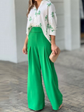 CHICMY- Women's Set 2 Piece Floral Casual Top and Wide Leg Pant