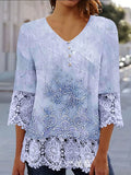 Chicmy- V Neck Casual Lace Blouse