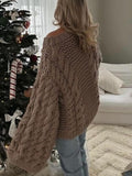 Chicmy-nye outfits Knitted Oversize Women's Twist Sweater Pullover Solid O-neck Long Flare Sleeves Pullovers 2025 Autumn Lady Warm Knitwear New