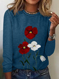 Chicmy- Crew Neck Floral Casual Loose T-Shirt