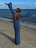 Chicmy-Sheer Crochet Knitted Long Swimsuit Cover Ups Maxi Beach Dress