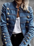 Chicmy-Vintage Commuter Denim Coat Women Autumn New European American Fashion Slim Fit Top Elegant All-match Double Breasted Jackets