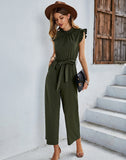 CHICMY- High Stretch Sleeveless Ruffle Wide Leg Jumpsuit Summer Jumpsuits Outfits