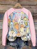 Chicmy- Crew Neck Casual Rabbit Sweatshirt