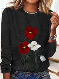 Chicmy- Crew Neck Floral Casual Loose T-Shirt