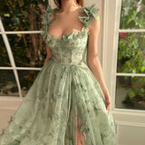 Chicmy-Aesthetic 3D Crochet Butterly Embroidered Tulle Prom Dress