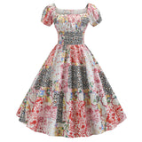 Chicmy-new fashion trend Summer Puff Sleeve  Elegant Print Vintage Dress