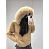 Chicmy-90s streetwear Y2K American sexy slim-fit solid color fur collar design long-sleeved zipper cardigan hoodie for women winter warm versatile top