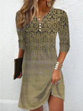 Chicmy- Loose Ethnic Casual V Neck Dress