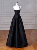 Chicmy-Cyber Monday Christmas party outfits Elegant Black A-Line Satin Long Prom Dress Long Prom Dress B531