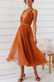 Chicmy-new fashion trend Feeling Romantic V Neck Tulle Midi Dress