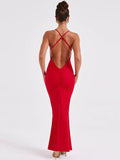 Chicmy Spaghetti Strap Backless Sexy Maxi Dress For Women Fashion Summer New Sleeveless Bodycon Club Party Long Dress Elegant-Christmas Outfit