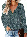 Chicmy- Loose Casual Ditsy Floral V Neck Blouse