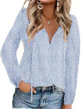 Chicmy- Loose Casual Ditsy Floral V Neck Blouse