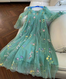 Chicmy-Retro Floral Flower Embroidered Maxi Prom Tulle Formal Gown Dress