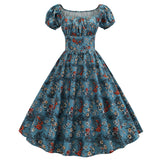 Chicmy-new fashion trend Summer Puff Sleeve  Elegant Print Vintage Dress