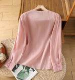 Chicmy- Casual Cotton Crew Neck Blouse