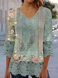 Chicmy- V Neck Casual Lace Blouse